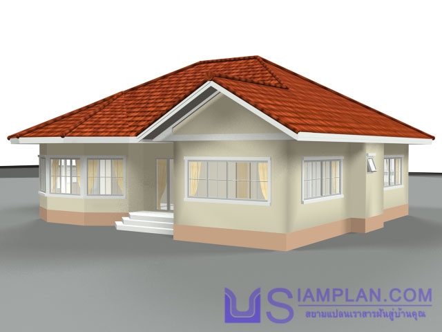 แบบบ้านชั้นเดียว 3 ห้องนอน 3 ห้องน้ำ