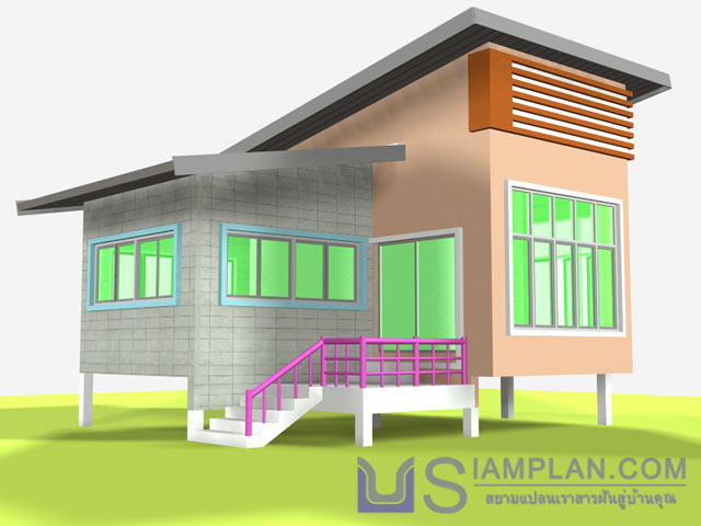 แบบบ้านชั้นเดี่ยว 1 ห้องนอน 1 ห้องน้ำ
