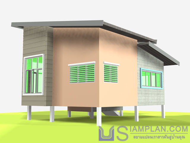 แบบบ้านชั้นเดี่ยว 1 ห้องนอน 1 ห้องน้ำ