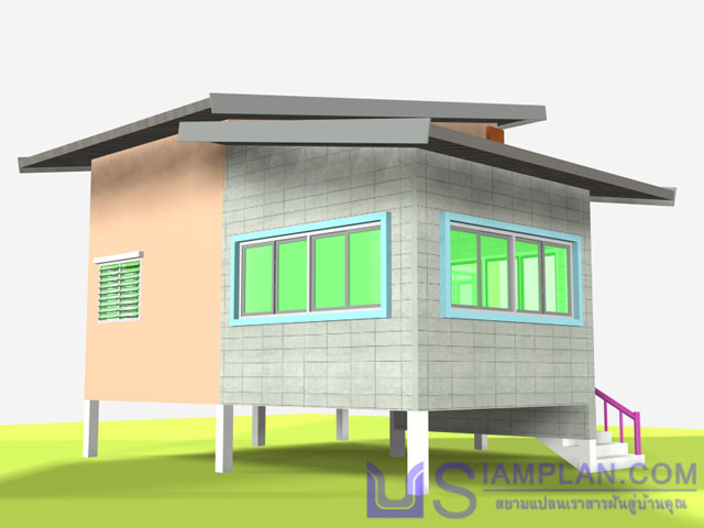 แบบบ้านชั้นเดี่ยว 1 ห้องนอน 1 ห้องน้ำ