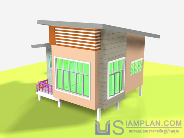 แบบบ้านชั้นเดี่ยว 1 ห้องนอน 1 ห้องน้ำ