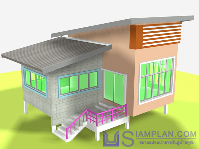 แบบบ้านชั้นเดี่ยว 1 ห้องนอน 1 ห้องน้ำ