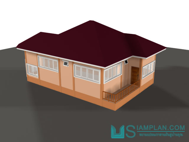แบบบ้านชั้นเดียว 2 ห้องนอน 2 ห้องน้ำ