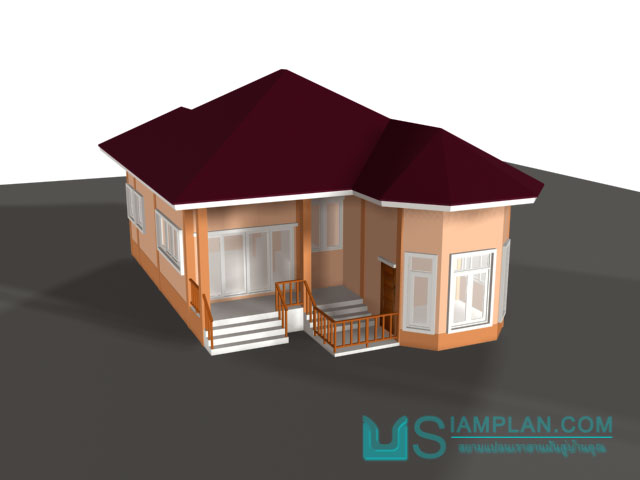 แบบบ้านชั้นเดียว 2 ห้องนอน 2 ห้องน้ำ