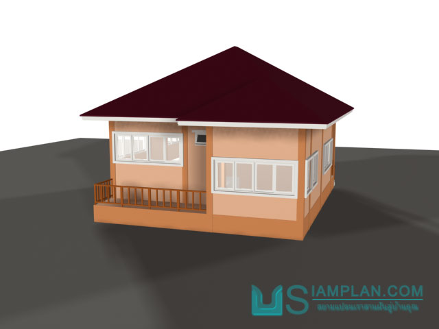 แบบบ้านชั้นเดียว 2 ห้องนอน 2 ห้องน้ำ