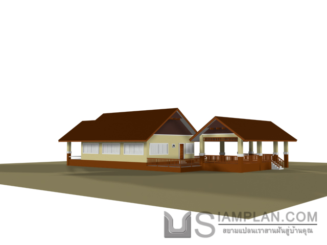 แบบบ้านชั้นเดียว 3 ห้องนอน 2 ห้องน้ำ