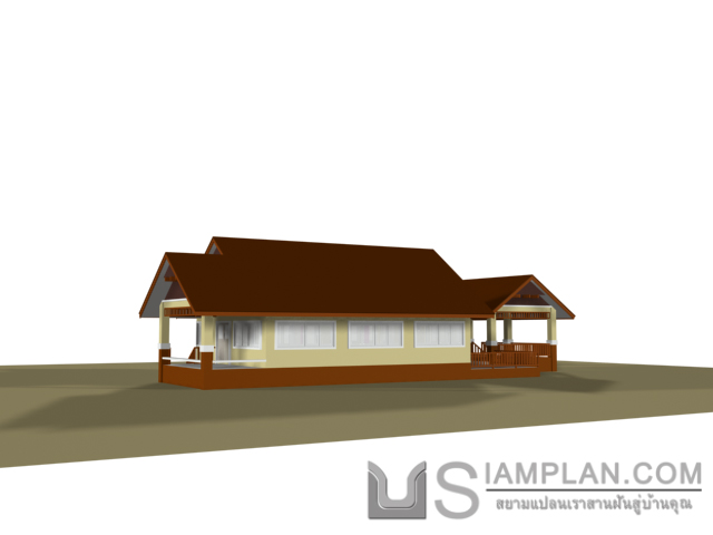 แบบบ้านชั้นเดียว 3 ห้องนอน 2 ห้องน้ำ