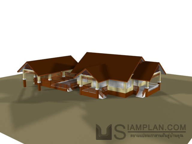 แบบบ้านชั้นเดียว 3 ห้องนอน 2 ห้องน้ำ