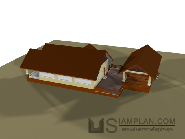 แบบบ้านชั้นเดียว 3 ห้องนอน 2 ห้องน้ำ