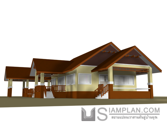 แบบบ้านชั้นเดียว 3 ห้องนอน 2 ห้องน้ำ