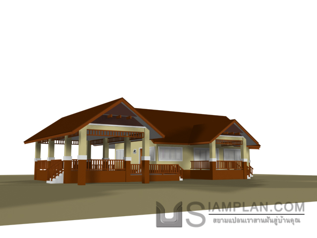 แบบบ้านชั้นเดียว 3 ห้องนอน 2 ห้องน้ำ