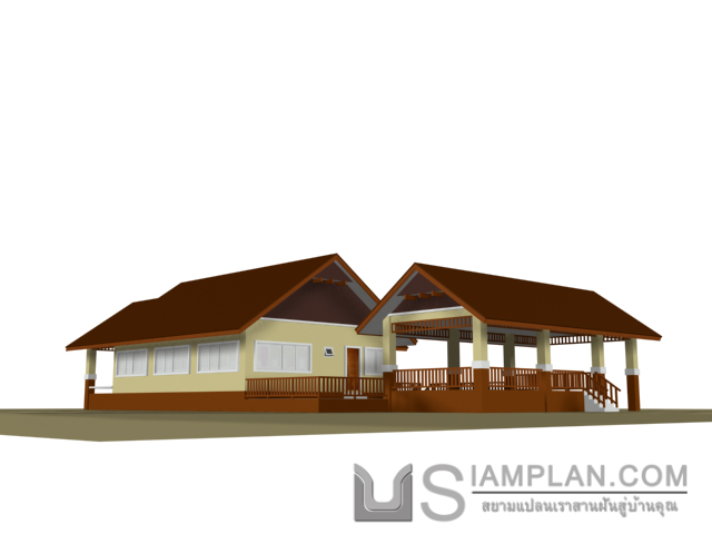 แบบบ้านชั้นเดียว 3 ห้องนอน 2 ห้องน้ำ