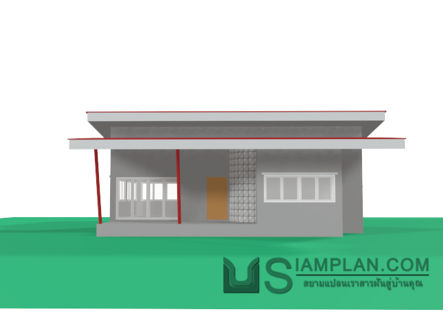 แบบบ้านชั้นเดียว 2 ห้องนอน 2 ห้องน้ำ