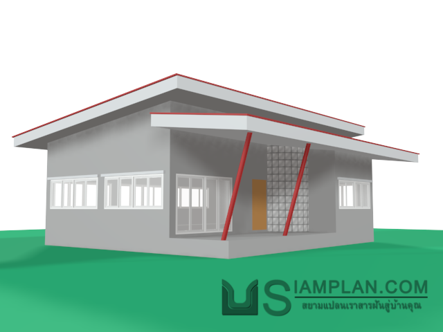 แบบบ้านชั้นเดียว 2 ห้องนอน 2 ห้องน้ำ