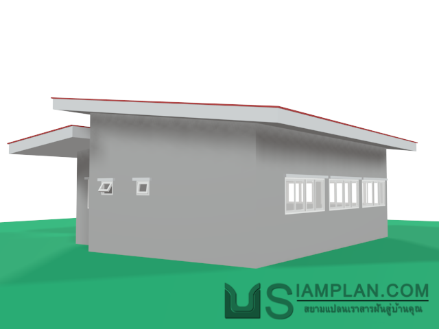 แบบบ้านชั้นเดียว 2 ห้องนอน 2 ห้องน้ำ