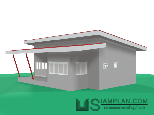 แบบบ้านชั้นเดียว 2 ห้องนอน 2 ห้องน้ำ