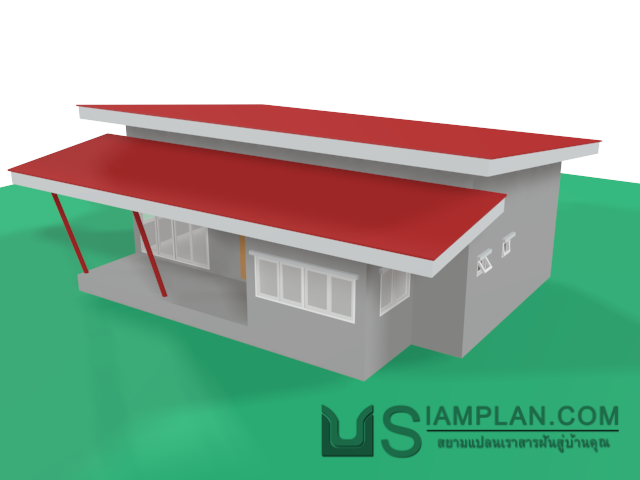 แบบบ้านชั้นเดียว 2 ห้องนอน 2 ห้องน้ำ