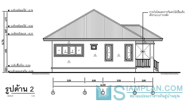 แบบบ้านชั้นเดียว 2 ห้องนอน 2 ห้องน้ำ