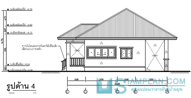 แบบบ้านชั้นเดียว 2 ห้องนอน 2 ห้องน้ำ