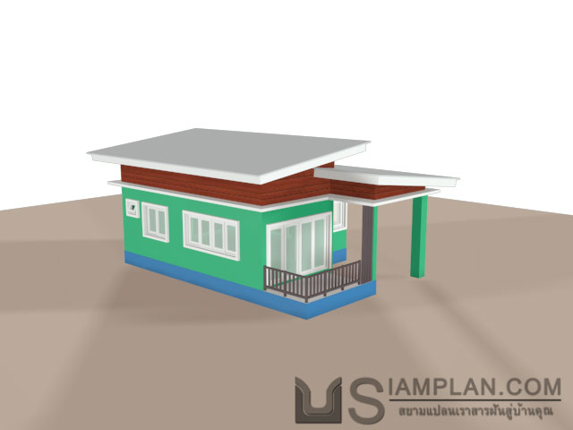 แบบบ้านชั้นเดียว 2 ห้องนอน 1 ห้องน้ำ