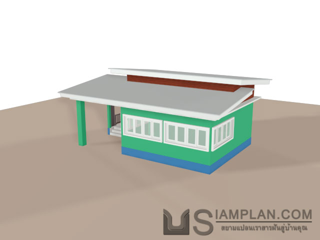 แบบบ้านชั้นเดียว 2 ห้องนอน 1 ห้องน้ำ