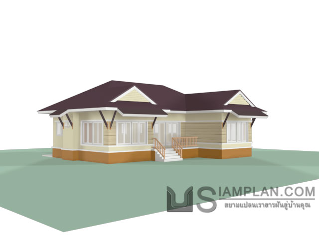 แบบบ้านชั้นเดียว 3 ห้องนอน 3 ห้องน้ำ
