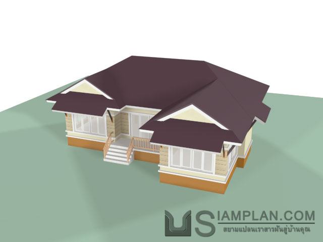 แบบบ้านชั้นเดียว 3 ห้องนอน 3 ห้องน้ำ