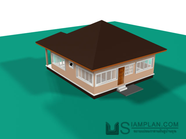 แบบบ้านชั้นเดียว 3 ห้องนอน 2 ห้องน้ำ