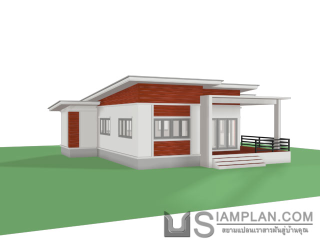 แบบบ้านชั้นเดียว 2 ห้องนอน 2 ห้องน้ำ