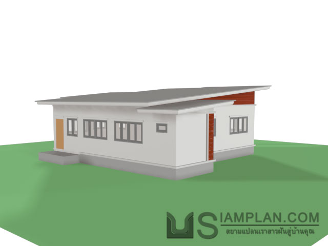 แบบบ้านชั้นเดียว 2 ห้องนอน 2 ห้องน้ำ