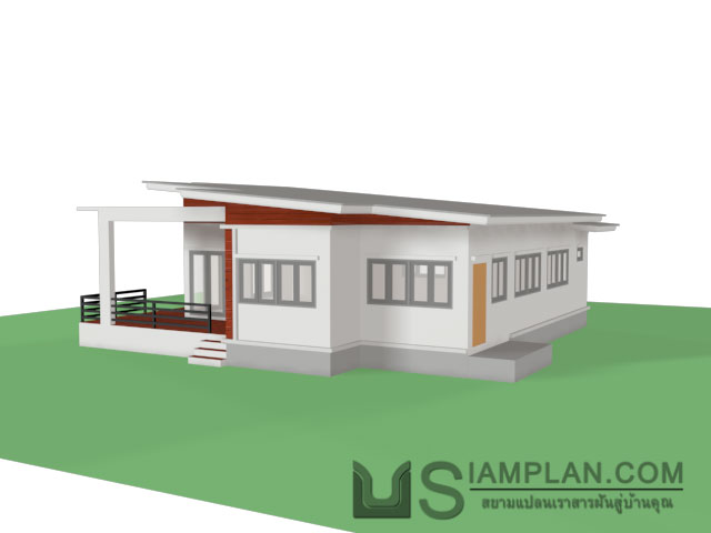 แบบบ้านชั้นเดียว 2 ห้องนอน 2 ห้องน้ำ