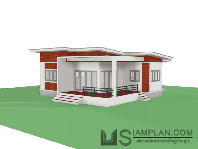 แบบบ้านชั้นเดียว 2 ห้องนอน 2 ห้องน้ำ