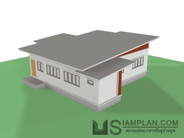 แบบบ้านชั้นเดียว 2 ห้องนอน 2 ห้องน้ำ
