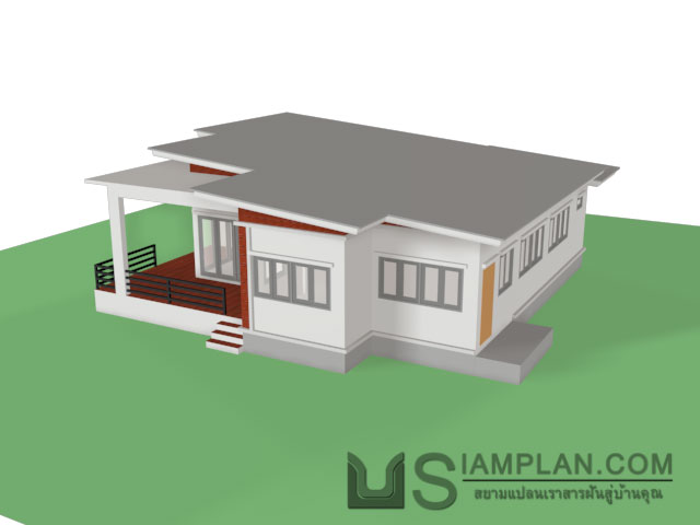 แบบบ้านชั้นเดียว 2 ห้องนอน 2 ห้องน้ำ