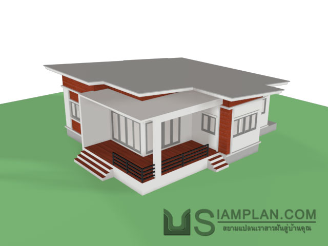แบบบ้านชั้นเดียว 2 ห้องนอน 2 ห้องน้ำ