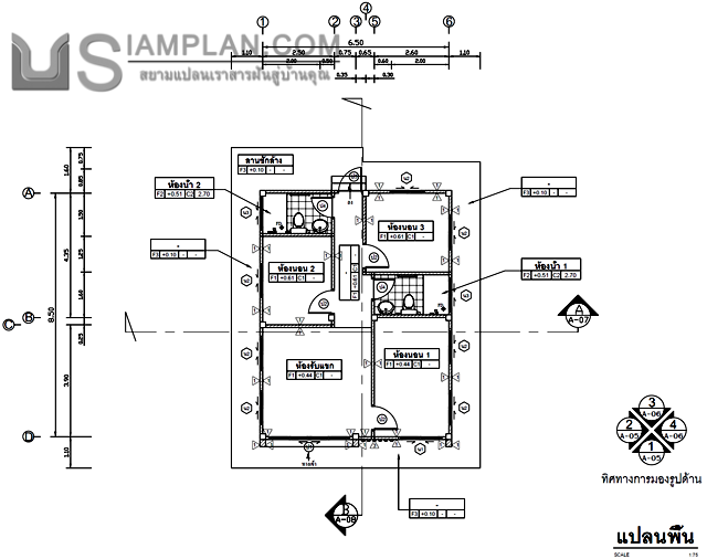 แบบบ้านชั้นเดียว 3 ห้องนอน 2 ห้องน้ำ
