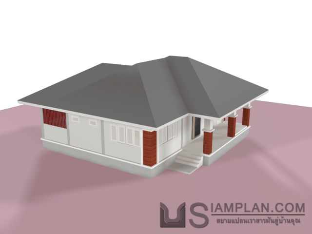 แบบบ้านชั้นเดียว 3 ห้องนอน 2 ห้องน้ำ