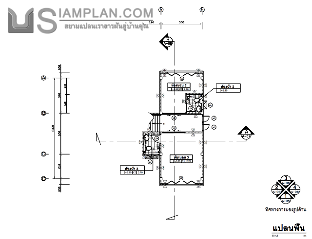 แบบบ้านชั้นเดียว 3 ห้องนอน 3 ห้องน้ำ