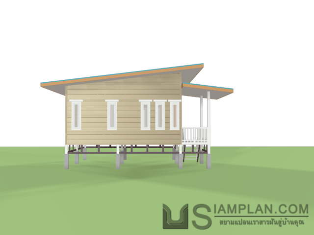 แบบบ้านไม้ชั้นเดียว 1 ห้องนอน 1 ห้องน้ำ