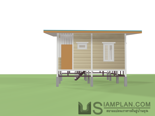 แบบบ้านไม้ชั้นเดียว 1 ห้องนอน 1 ห้องน้ำ