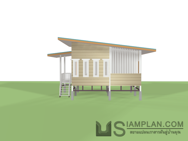 แบบบ้านไม้ชั้นเดียว 1 ห้องนอน 1 ห้องน้ำ