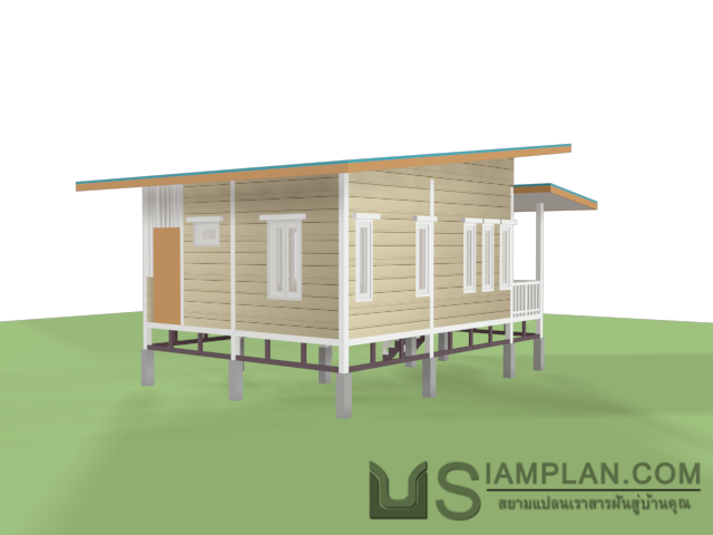 แบบบ้านไม้ชั้นเดียว 1 ห้องนอน 1 ห้องน้ำ