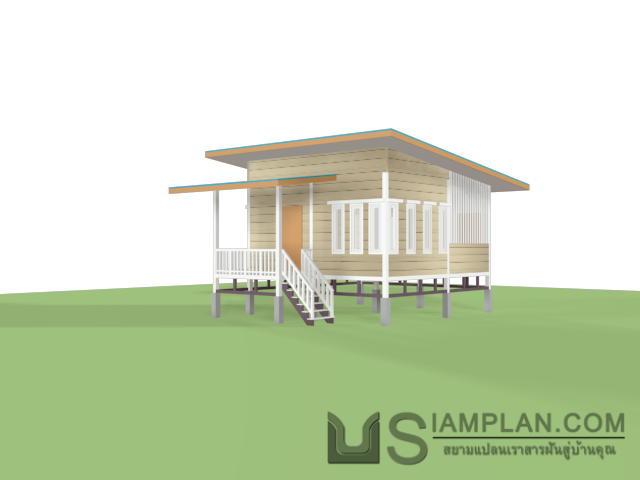 แบบบ้านไม้ชั้นเดียว 1 ห้องนอน 1 ห้องน้ำ