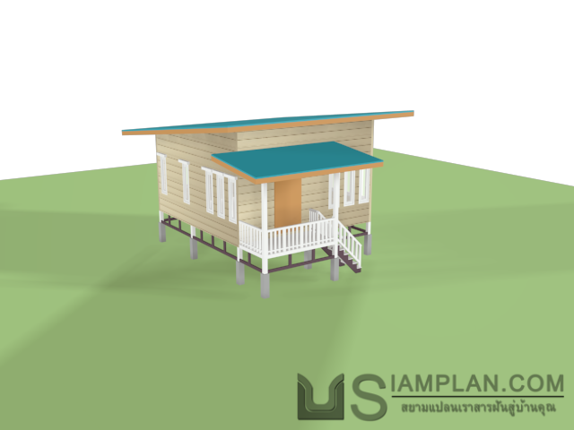 แบบบ้านไม้ชั้นเดียว 1 ห้องนอน 1 ห้องน้ำ