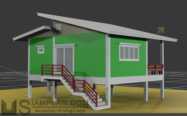 แบบบ้านชั้นเดียว 1 ห้องนอน 1 ห้องน้ำ