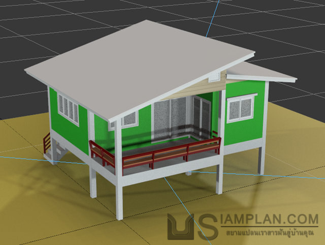 แบบบ้านชั้นเดียว 1 ห้องนอน 1 ห้องน้ำ