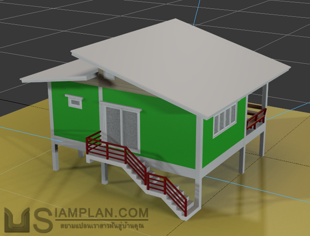 แบบบ้านชั้นเดียว 1 ห้องนอน 1 ห้องน้ำ