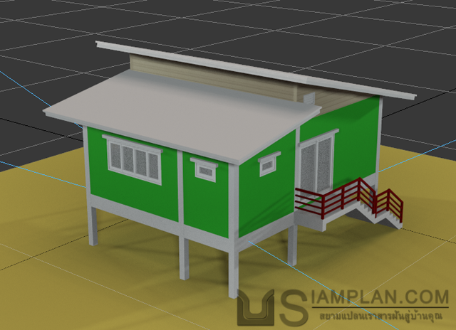 แบบบ้านชั้นเดียว 1 ห้องนอน 1 ห้องน้ำ