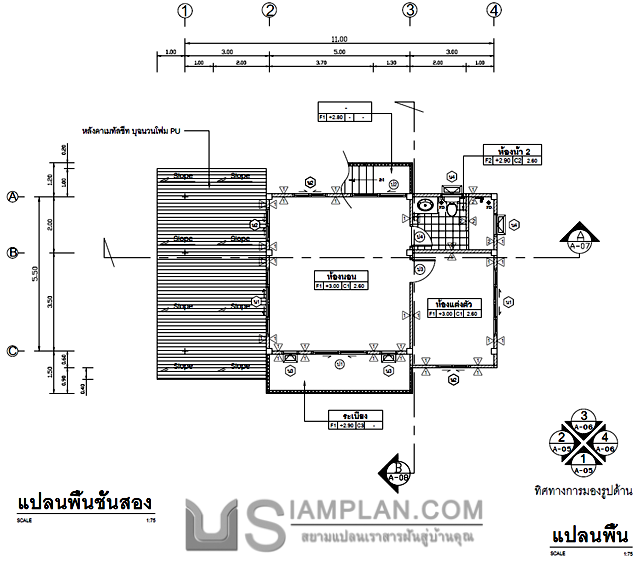 แบบบ้านชั้นเดียว 1 ห้องนอน 1 ห้องน้ำ