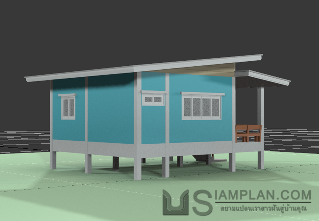 แบบบ้านชั้นเดียว 1 ห้องนอน 1 ห้องน้ำ